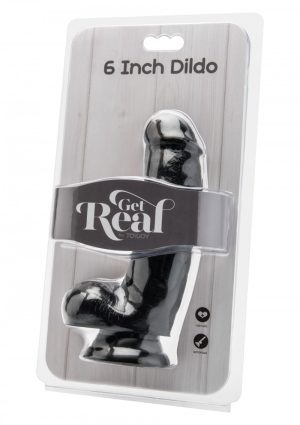 Get Real Dildo 6 inch with Balls Dark