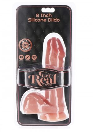 Get Real Silicone Dildo 8 Inch w Balls Light Skin