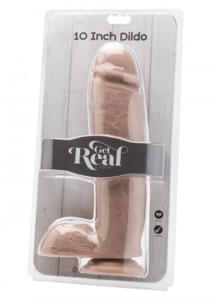 Dildo 10 inch with Balls Light Skin Get Real