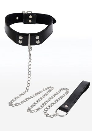 Elegant D-Ring Collar and Chain Leash Black | Taboom