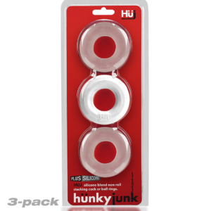 Hunkyjunk Cockring 3-Pack White Ice Clear